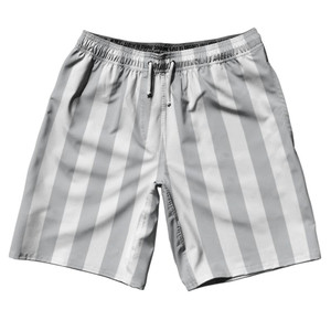 Medium Gray & White Vertical Stripe 10" Swim Shorts Made in USA by Ultras Medium Gray & White Vertical Stripe 10" Swim Shorts Made in USA by Ultras