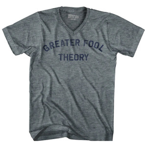 Greater Fool Theory Adult Tri-Blend V-neck T-shirt - Athletic Grey Greater Fool Theory Adult Tri-Blend V-neck T-shirt - Athletic Grey