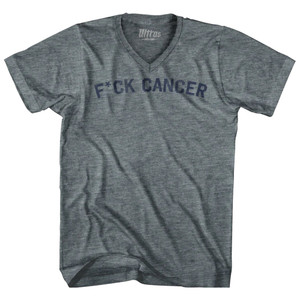 F*uck Cancer Tri-Blend V-neck Womens Junior Cut T-shirt - Athletic Grey F*uck Cancer Tri-Blend V-neck Womens Junior Cut T-shirt - Athletic Grey