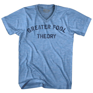 Greater Fool Theory Adult Tri-Blend V-neck T-shirt - Athletic Blue Greater Fool Theory Adult Tri-Blend V-neck T-shirt - Athletic Blue
