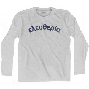 Freedom Collection Greek 'Eleftheria' Adult Cotton Long Sleeve T-Shirt by Ultras Freedom Collection Greek 'Eleftheria' Adult Cotton Long Sleeve T-Shirt by Ultras