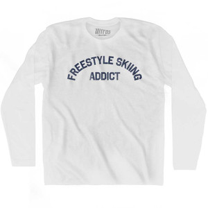 Freestyle Skiing Addict Adult Cotton Long Sleeve T-shirt - White