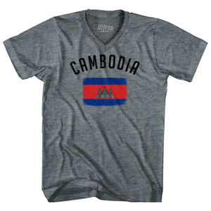 Cambodia Country Flag Heritage Adult Tri-Blend V-Neck T-Shirt by Ultras Cambodia Country Flag Heritage Adult Tri-Blend V-Neck T-Shirt by Ultras