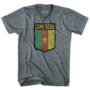 Cameroon Shield Adult Tri-Blend V-Neck T-Shirt by Ultras Cameroon Shield Adult Tri-Blend V-Neck T-Shirt by Ultras