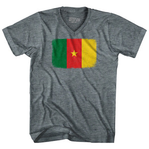 Cameroon Country Flag Adult Tri-Blend V-Neck T-Shirt by Ultras Cameroon Country Flag Adult Tri-Blend V-Neck T-Shirt by Ultras