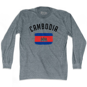 Cambodia Country Flag Heritage Adult Tri-Blend Long Sleeve T-Shirt by Ultras Cambodia Country Flag Heritage Adult Tri-Blend Long Sleeve T-Shirt by Ultras