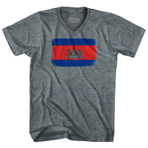 Cambodia Country Flag Tri-Blend V-Neck Womens Junior Cut T-Shirt by Ultras Cambodia Country Flag Tri-Blend V-Neck Womens Junior Cut T-Shirt by Ultras