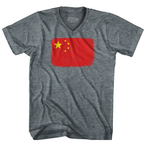 China Country Flag Adult Tri-Blend V-Neck T-Shirt by Ultras China Country Flag Adult Tri-Blend V-Neck T-Shirt by Ultras