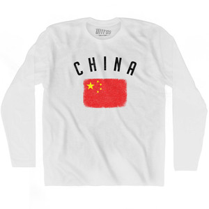 China Country Flag Heritage Adult Cotton Long Sleeve T-Shirt by Ultras China Country Flag Heritage Adult Cotton Long Sleeve T-Shirt by Ultras