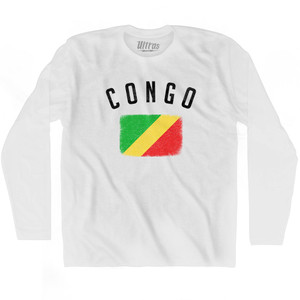 Congo Country Flag Heritage Adult Cotton Long Sleeve T-Shirt by Ultras Congo Country Flag Heritage Adult Cotton Long Sleeve T-Shirt by Ultras