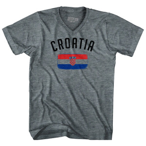 Croatia Country Flag Heritage Adult Tri-Blend V-Neck T-Shirt by Ultras