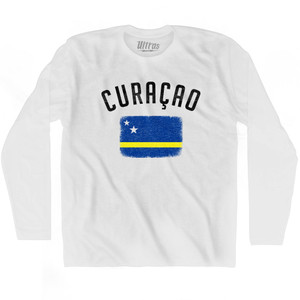 Curacao Country Flag Heritage Adult Cotton Long Sleeve T-Shirt by Ultras Curacao Country Flag Heritage Adult Cotton Long Sleeve T-Shirt by Ultras