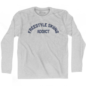Freestyle Skiing Addict Adult Cotton Long Sleeve T-shirt - Grey Heather Freestyle Skiing Addict Adult Cotton Long Sleeve T-shirt - Grey Heather