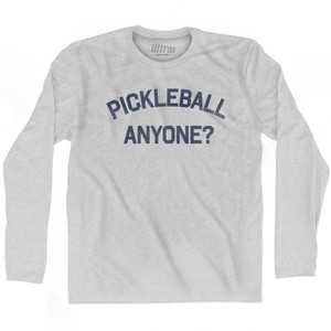Pickleball Anyone Adult Cotton Long Sleeve T-shirt - Grey Heather