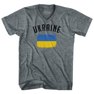 Ukraine Country Flag Heritage Adult Tri-Blend V-neck T-shirt by Ultras Ukraine Country Flag Heritage Adult Tri-Blend V-neck T-shirt by Ultras