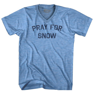 Pray For Snow Adult Tri-Blend V-neck T-shirt - Athletic Blue