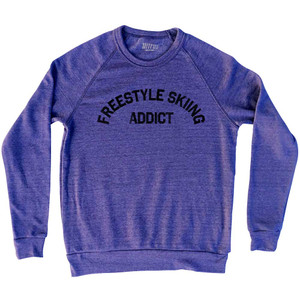 Freestyle Skiing Addict Adult Tri-Blend Sweatshirt - White