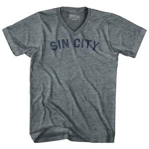 Sin City Tri-Blend V-neck Womens Junior Cut T-shirt - Athletic Grey Sin City Tri-Blend V-neck Womens Junior Cut T-shirt - Athletic Grey