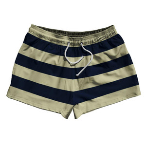 Navy & Vegas Gold Horizontal Stripe 2.5" Swim Shorts Made in USA by Ultras Navy & Vegas Gold Horizontal Stripe 2.5" Swim Shorts Made in USA by Ultras