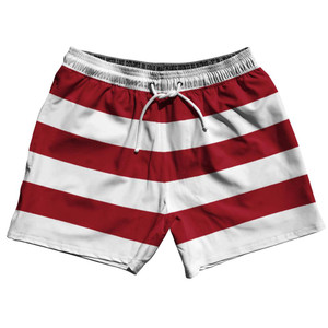 Dark Red & White Horizontal Stripe 5" Swim Shorts Made in USA by Ultras Dark Red & White Horizontal Stripe 5" Swim Shorts Made in USA by Ultras