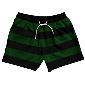 Forest Green & Black Horizontal Stripe 5" Swim Shorts Made in USA by Ultras