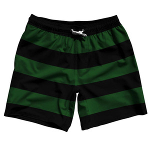 Hunter Green & White Horizontal Stripe 7" Swim Shorts Made in USA by Ultras Hunter Green & White Horizontal Stripe 7" Swim Shorts Made in USA by Ultras