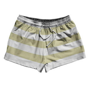 Vegas Gold & White Horizontal Stripe 2.5" Swim Shorts Made in USA by Ultras