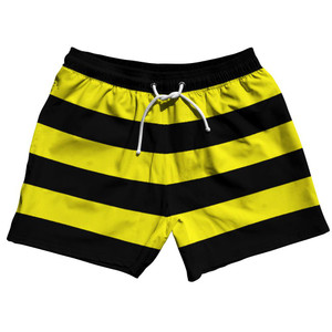Yellow & Black Horizontal Stripe 5" Swim Shorts Made in USA by Ultras Yellow & Black Horizontal Stripe 5" Swim Shorts Made in USA by Ultras
