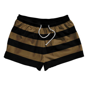Medium Brown & Black Horizontal Stripe 2.5" Swim Shorts Made in USA by Ultras Medium Brown & Black Horizontal Stripe 2.5" Swim Shorts Made in USA by Ultras