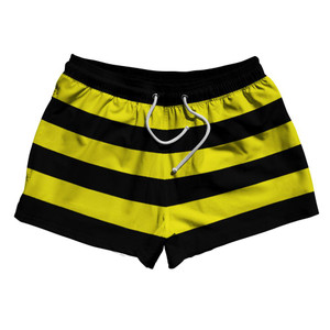Yellow & Black Horizontal Stripe 2.5" Swim Shorts Made in USA by Ultras