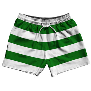 Kelly Green & White Horizontal Stripe 5" Swim Shorts Made in USA by Ultras Kelly Green & White Horizontal Stripe 5" Swim Shorts Made in USA by Ultras