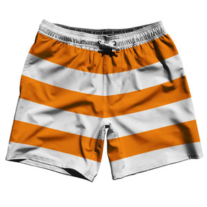 Tennessee Orange & White Horizontal Stripe 7" Swim Shorts Made in USA by Ultras Tennessee Orange & White Horizontal Stripe 7" Swim Shorts Made in USA by Ultras