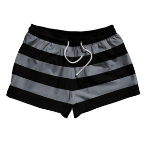 Dark Grey & Black Horizontal Stripe 2.5" Swim Shorts Made in USA by Ultras