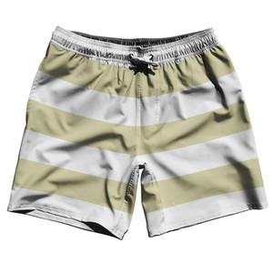 Vegas Gold & White Horizontal Stripe 7" Swim Shorts Made in USA by Ultras Vegas Gold & White Horizontal Stripe 7" Swim Shorts Made in USA by Ultras