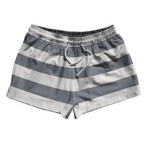 Dark Grey & White Horizontal Stripe 2.5" Swim Shorts Made in USA by Ultras Dark Grey & White Horizontal Stripe 2.5" Swim Shorts Made in USA by Ultras