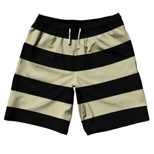 Vegas Gold & Black Horizontal Stripe 10" Swim Shorts Made in USA by Ultras Vegas Gold & Black Horizontal Stripe 10" Swim Shorts Made in USA by Ultras