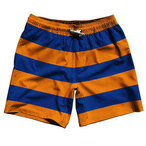Royal Blue & Tennessee Orange Horizontal Stripe 7" Swim Shorts Made in USA by Ultras Royal Blue & Tennessee Orange Horizontal Stripe 7" Swim Shorts Made in USA by Ultras