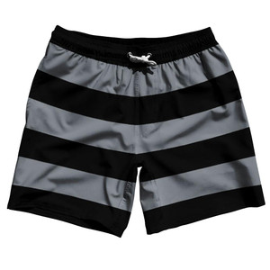 Dark Grey & Black Horizontal Stripe 7" Swim Shorts Made in USA by Ultras Dark Grey & Black Horizontal Stripe 7" Swim Shorts Made in USA by Ultras