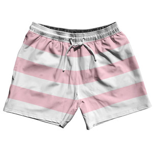 Pale Pink & White Horizontal Stripe 5" Swim Shorts Made in USA by Ultras Pale Pink & White Horizontal Stripe 5" Swim Shorts Made in USA by Ultras