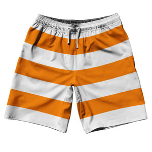Tennessee Orange & White Horizontal Stripe 10" Swim Shorts Made in USA by Ultras Tennessee Orange & White Horizontal Stripe 10" Swim Shorts Made in USA by Ultras