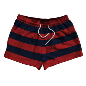 Navy & Red Horizontal Stripe 2.5" Swim Shorts Made in USA by Ultras