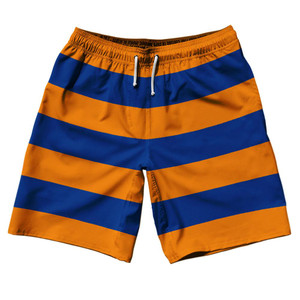 Royal Blue & Tennessee Orange Horizontal Stripe 10" Swim Shorts Made in USA by Ultras Royal Blue & Tennessee Orange Horizontal Stripe 10" Swim Shorts Made in USA by Ultras