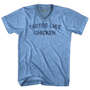 Taste Like Chicken Adult Tri-Blend V-neck T-shirt - Athletic Blue