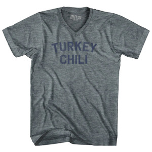 Turkey Chili Adult Tri-Blend V-neck T-shirt - Athletic Grey