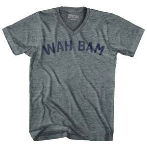 Wah Bam Tri-Blend V-neck Womens Junior Cut T-shirt - Athletic Grey Wah Bam Tri-Blend V-neck Womens Junior Cut T-shirt - Athletic Grey
