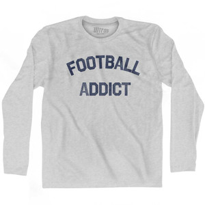 Football Addict Adult Cotton Long Sleeve T-shirt - Grey Heather