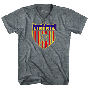Vintage Liberia Soccer Crest Adult Tri-Blend V-Neck T-Shirt by Ultras Vintage Liberia Soccer Crest Adult Tri-Blend V-Neck T-Shirt by Ultras