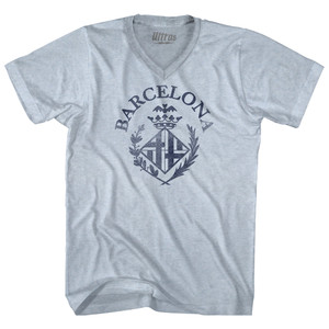Barcelona Vintage Soccer City Crest Adult Tri-Blend V-neck T-shirt - Athletic White Barcelona Vintage Soccer City Crest Adult Tri-Blend V-neck T-shirt - Athletic White