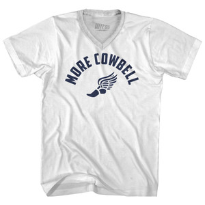 More Cowbell Running Track Foot Wings Adult Tri-Blend V-neck T-shirt - White
