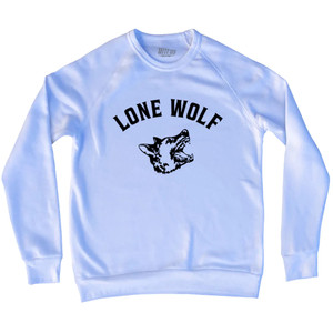 Lone Wolf Black Wolf Adult Tri-Blend Sweatshirt - White